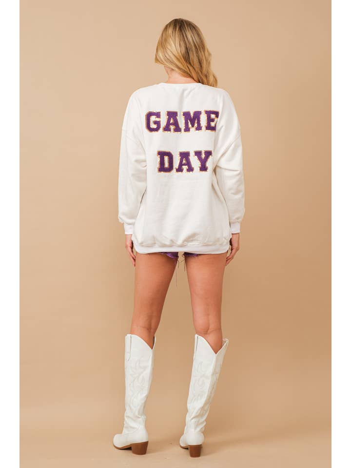 Blue B - Wholesale Sweatshirt - Women's - 34253T - Fleece Terry Football Sequin Fringe Sweatshirt20