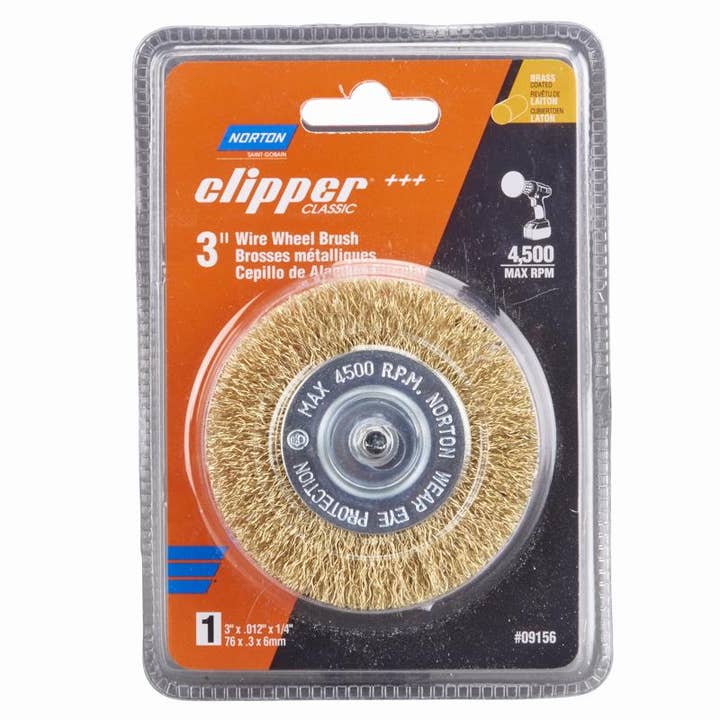 Everyday Supply Co - Wholesale Craft Tool - Norton Clipper 3" Coarse Brass Wire Wheel 4500 RPM