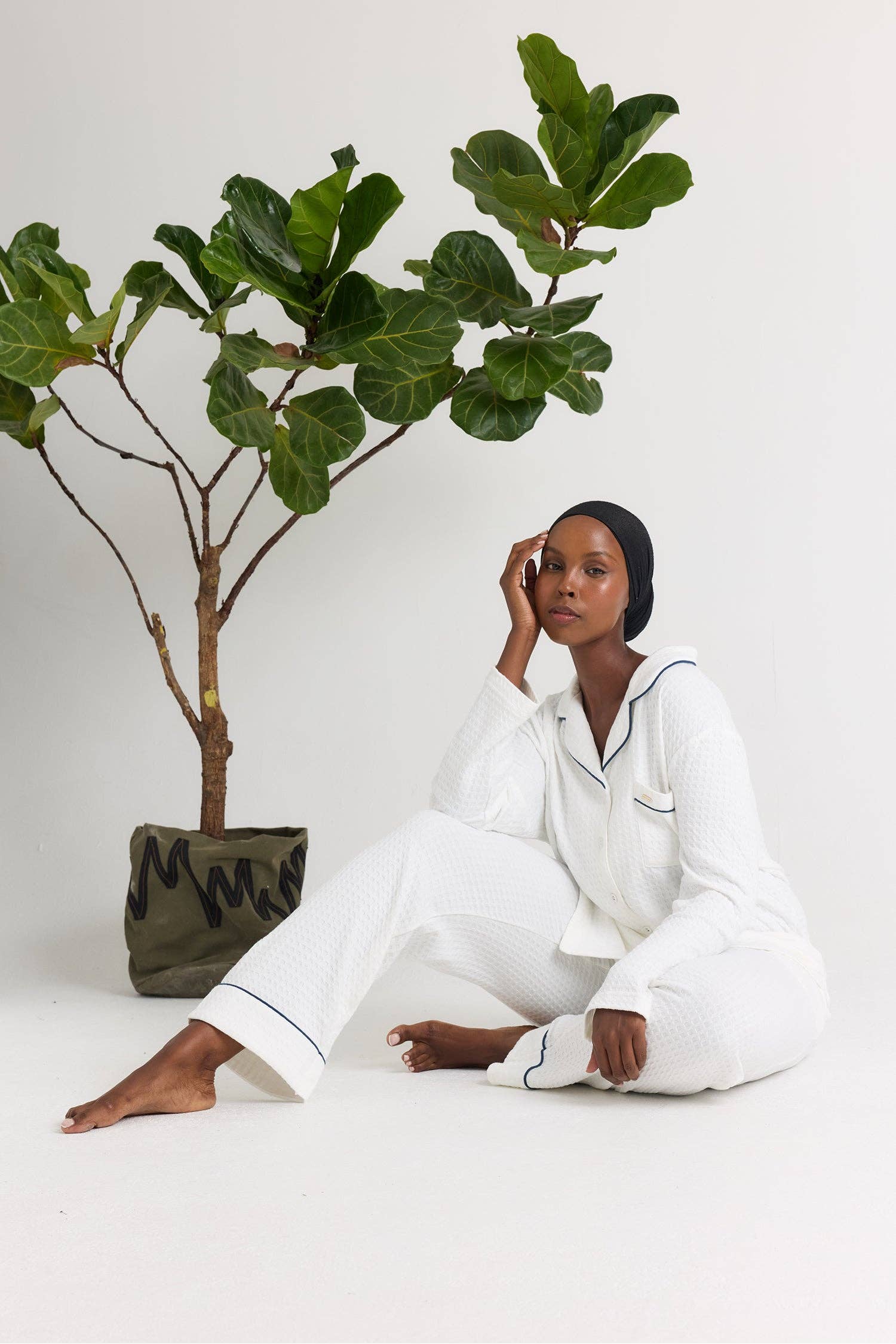 Luxury Suite Waffle PJ Set in White for wholesale on Faire0