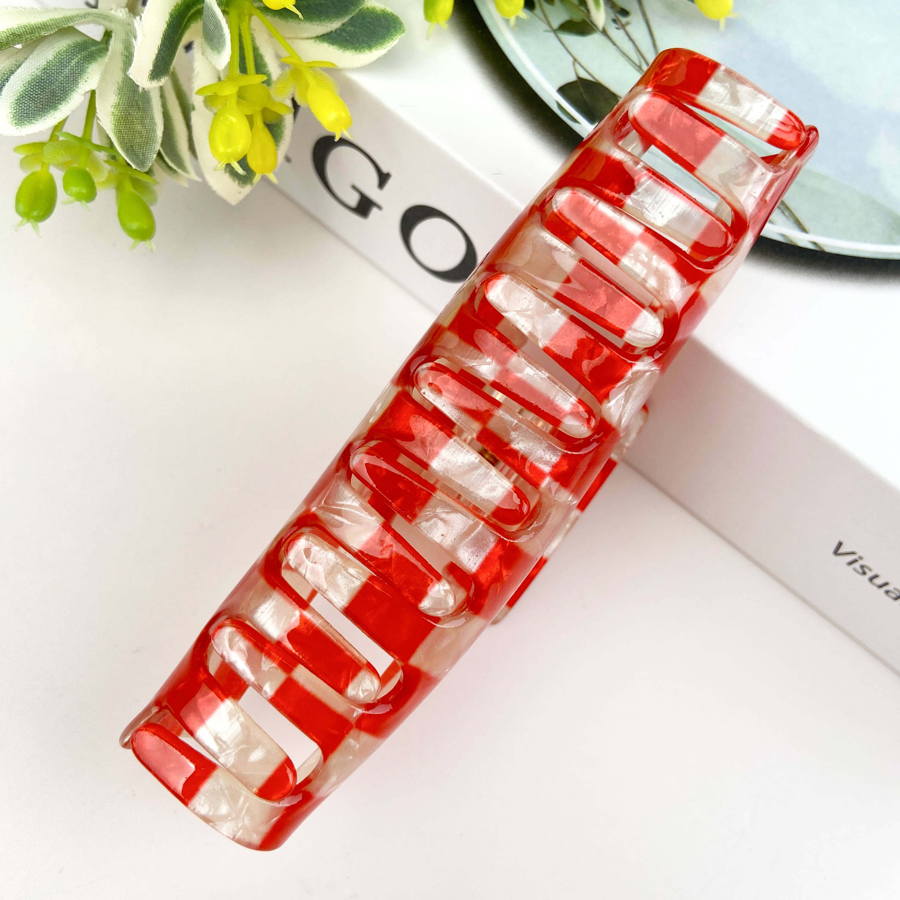 mildstyles – Engroshandel Hårspænde - Dame – Skakternet Hår Claw Clip1