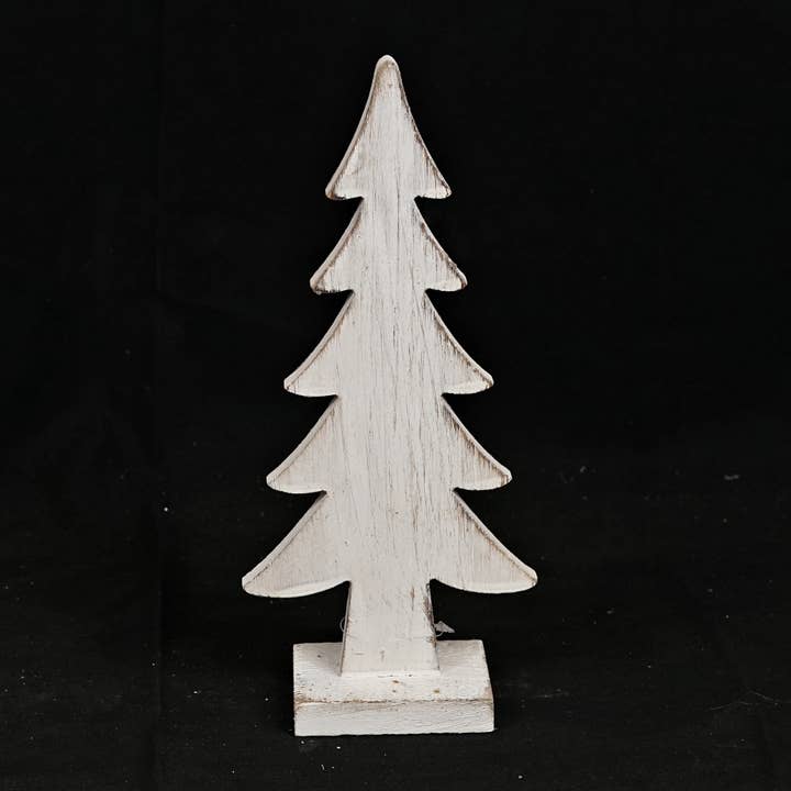 Holiday Depot Inc. - Wholesale Christmas Decoration - M32741-Antique white carved wood tree (10in)