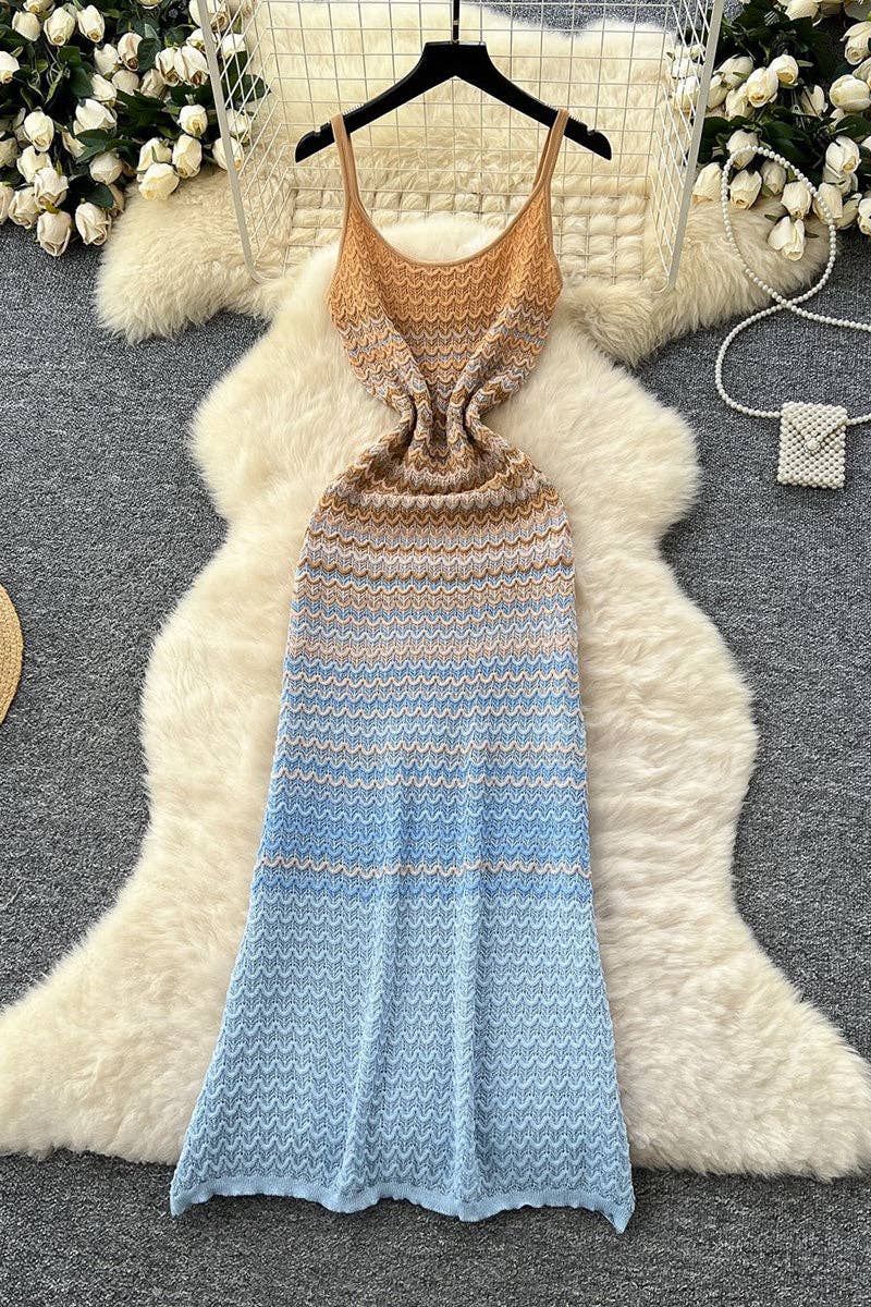 Mccolin - Venta al por mayor Vestido - Mujer - Vestido Maxi de Punto en Zigzag para Vacaciones6