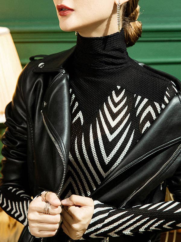 SCHWARZ Langärmlige, durchsichtige T-Shirts mit geteiltem Saum und hohem Kragen in Übergröße für den Großhandel auf Faire1