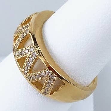 Anel Zig Zag de zircônia cúbica com enchimento de ouro 18k por atacado de Luxus Accessories