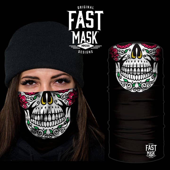 Live Fast Gear - Wholesale Neck Gaiter/Snood - Unisex - Sugar Skull Face Neck Gaiter