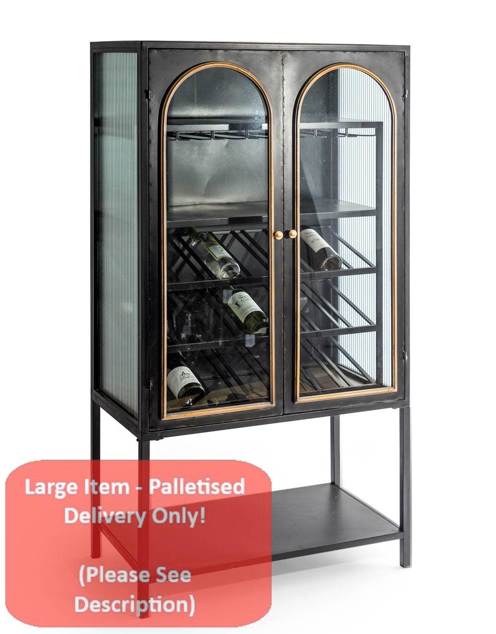 McGowan & Rutherford Ltd – wholesale Cabinet – Black And Antique Gold "Orwell" Wine Storage Cabinet0