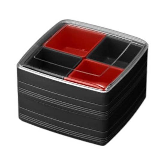 6.4"Sq x 4.5"H Komachi Double Layer Plastic Containers JP (1/32) for wholesale by Urban Tokyo