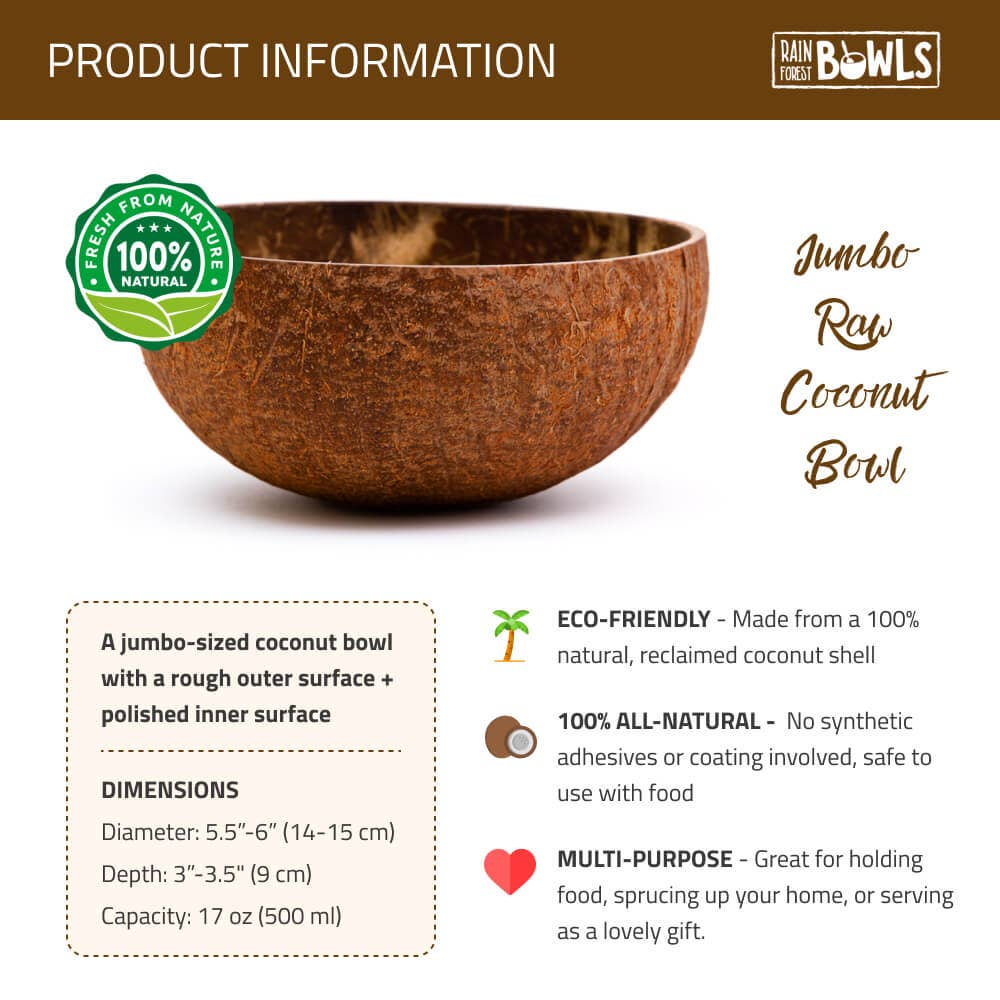 Rainforest Bowls – Tigela de servir por atacado – Tigelas de Coco Cru Sem Marca - Pacote com 25 Unidades3