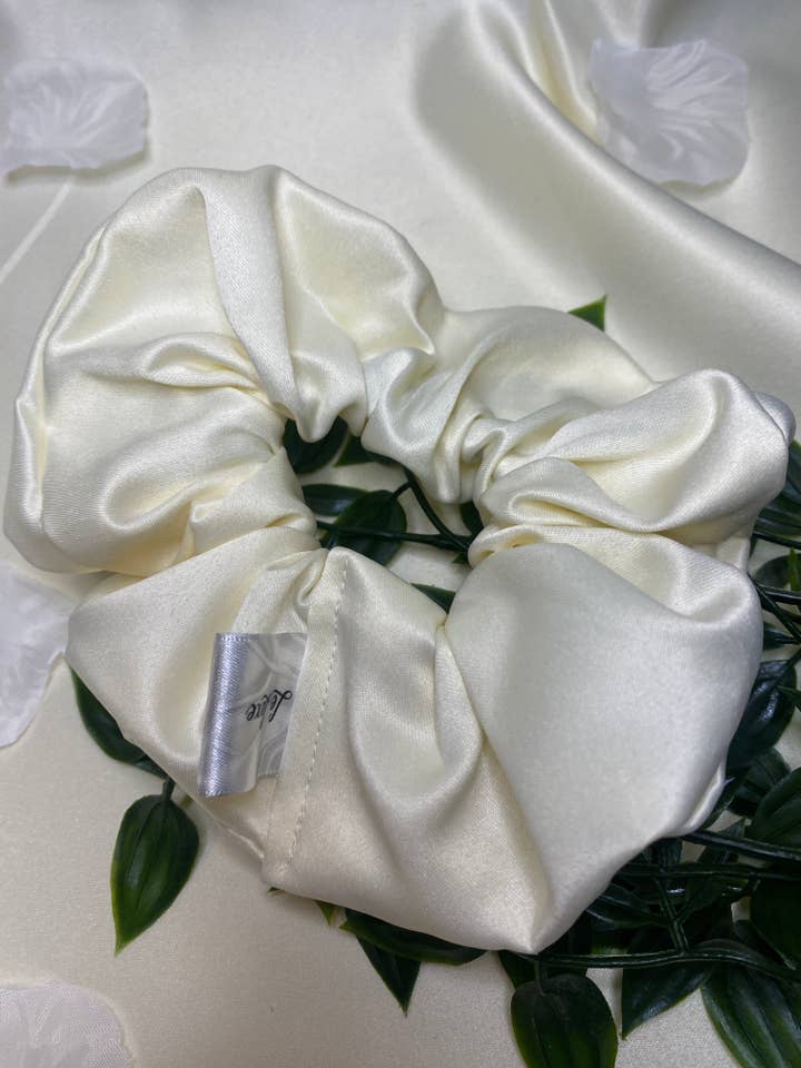 Vanilla - premium duchess silk scrunchie for wholesale by Le Luxe by Cher