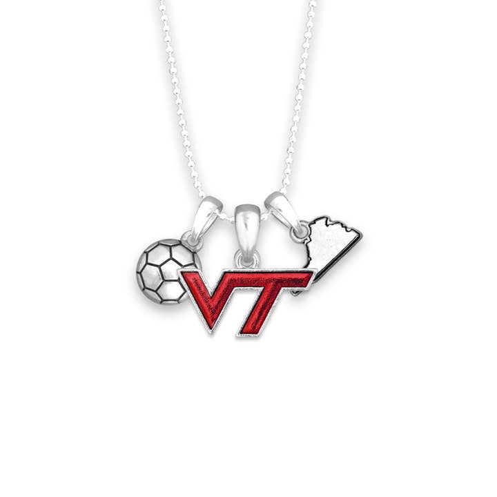 From The Heart - Wholesale Pendant/Charm Necklace - Virginia Tech Hokies Soccer Accent Necklace