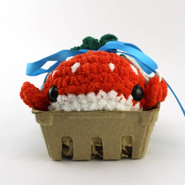 Summer the Strawberry Whale Crocheted Plushie for wholesale by Citizens Crochet