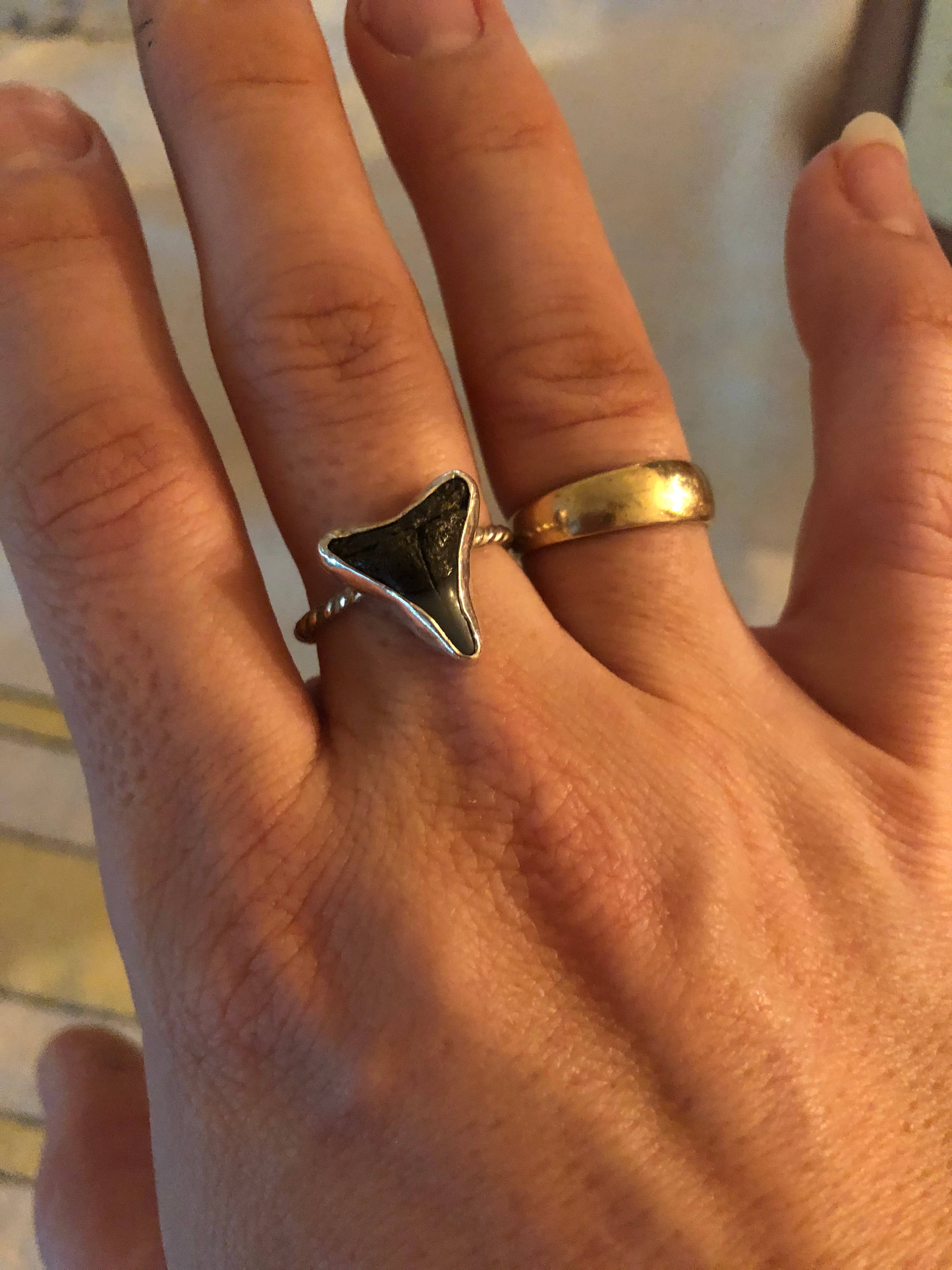 La Soucique Studio Metalsmithing – wholesale Cocktail/statement ring – Floridian Shark Tooth Ring in Sterling Silver2