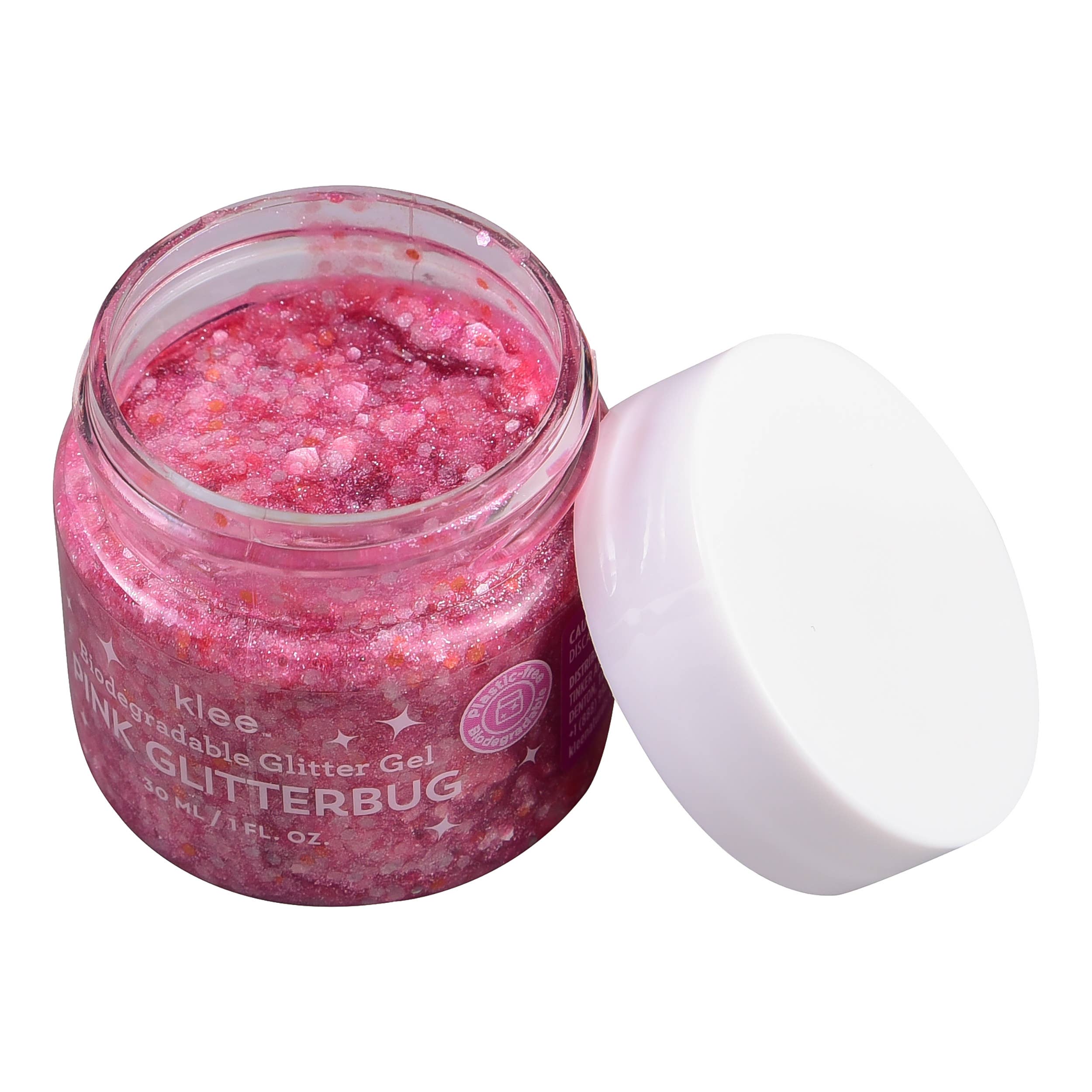 Klee Naturals – Glitter/shimmer por atacado – Pink Glitterbug - Klee Biodegradável Glitter Gel, 1 oz1