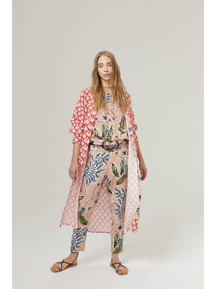 Lotus Jogger Linen Pants - Marrakech Gardens Print with Cont for wholesale on Faire