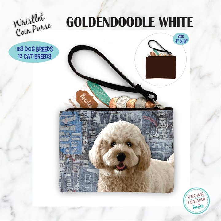 Goldendoodle White Geldbörse • Bodendisplay optional für den Großhandel von pawies