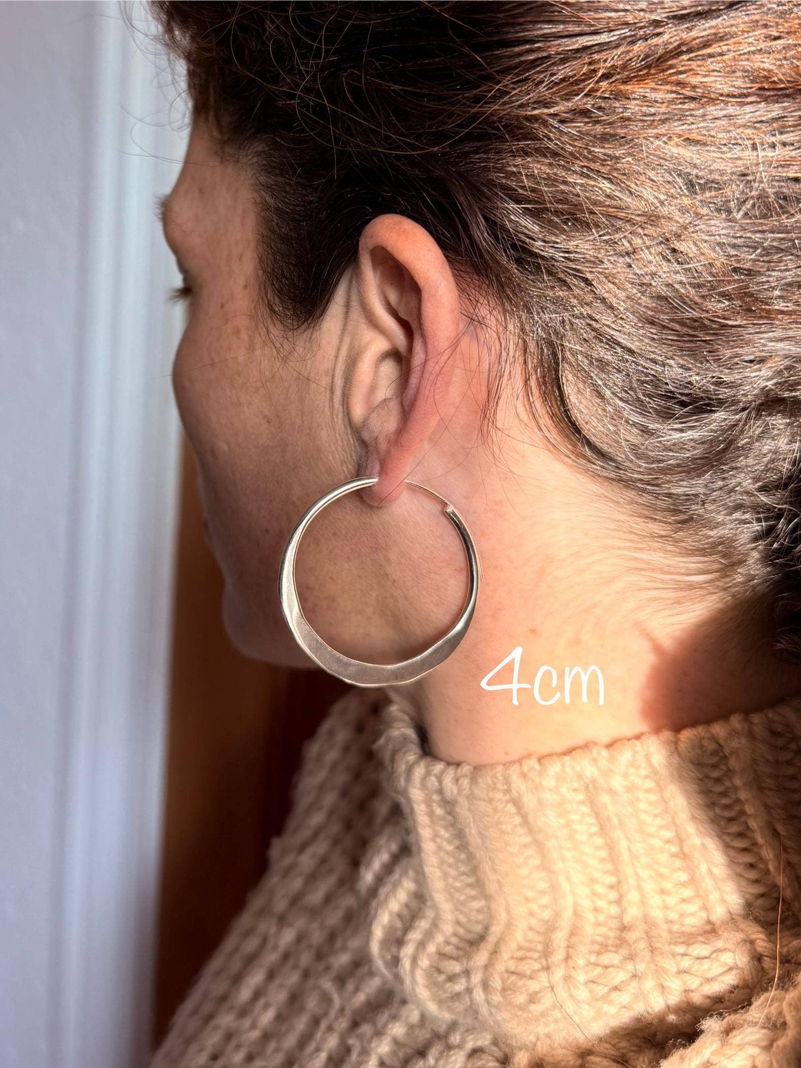 Kaali Boutique – wholesale Hoop earrings – Hammered Flat Silver Hoop Earrings, Bohemian Hoops, Ethnic Jewellery, Everyday Silver Earrings6