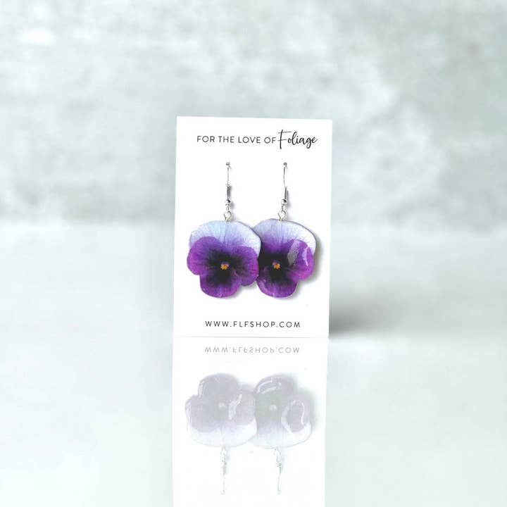 Purple Viola Blossom | Flower Earrings for wholesale by For the Love of Foliage