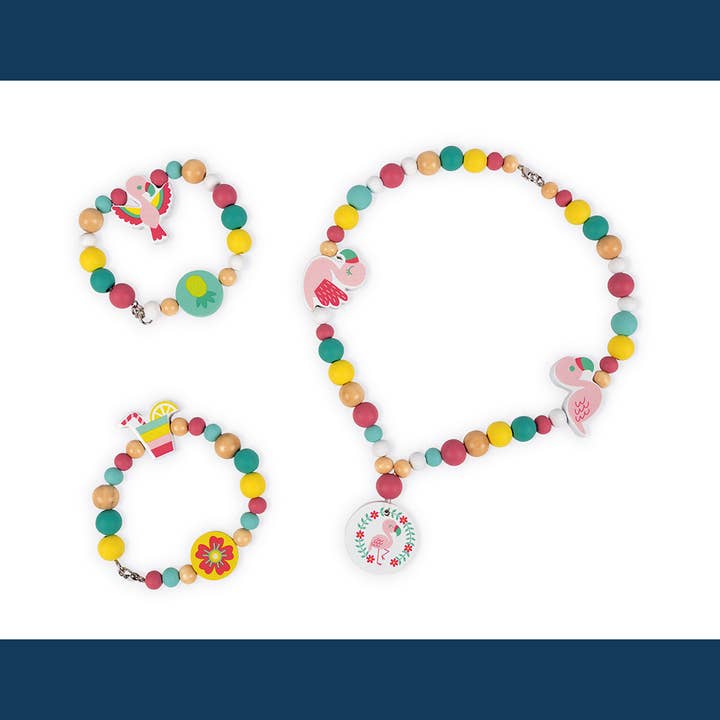Janod - Wholesale Beaded Bracelet - Kids - Birdy | Flamingos - 220 Beads | Arts and crafts | Ages 6+1