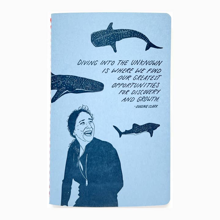 Eugenie Clark letterpress notebook - Daredevil Ladies series for wholesale by Blackbird Letterpress