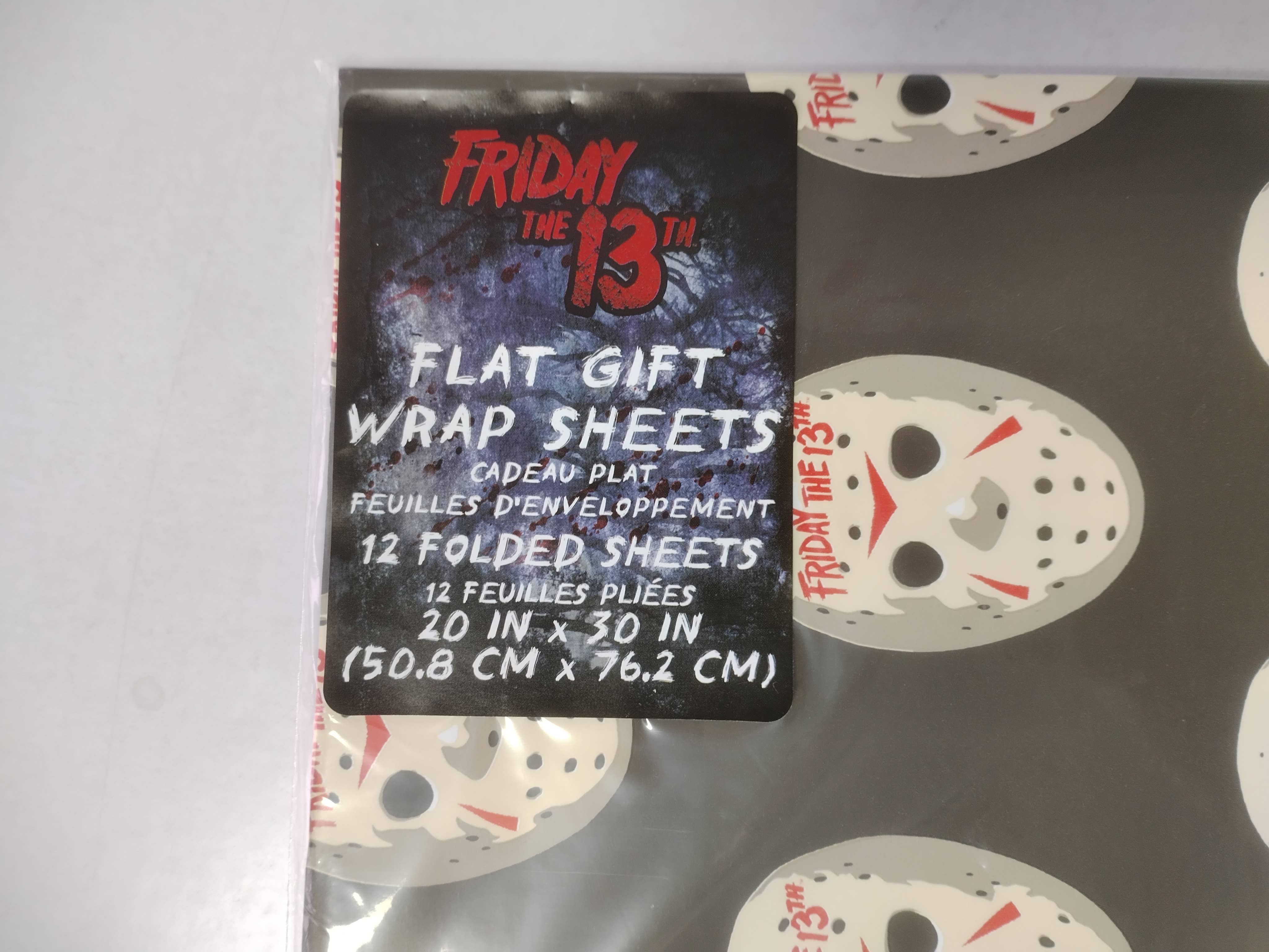 Silver Buffalo - Vente Feuille de papier cadeau - Papier cadeau Vendredi 13 Masque de Jason 12 unités 50 cm x 76 cm3
