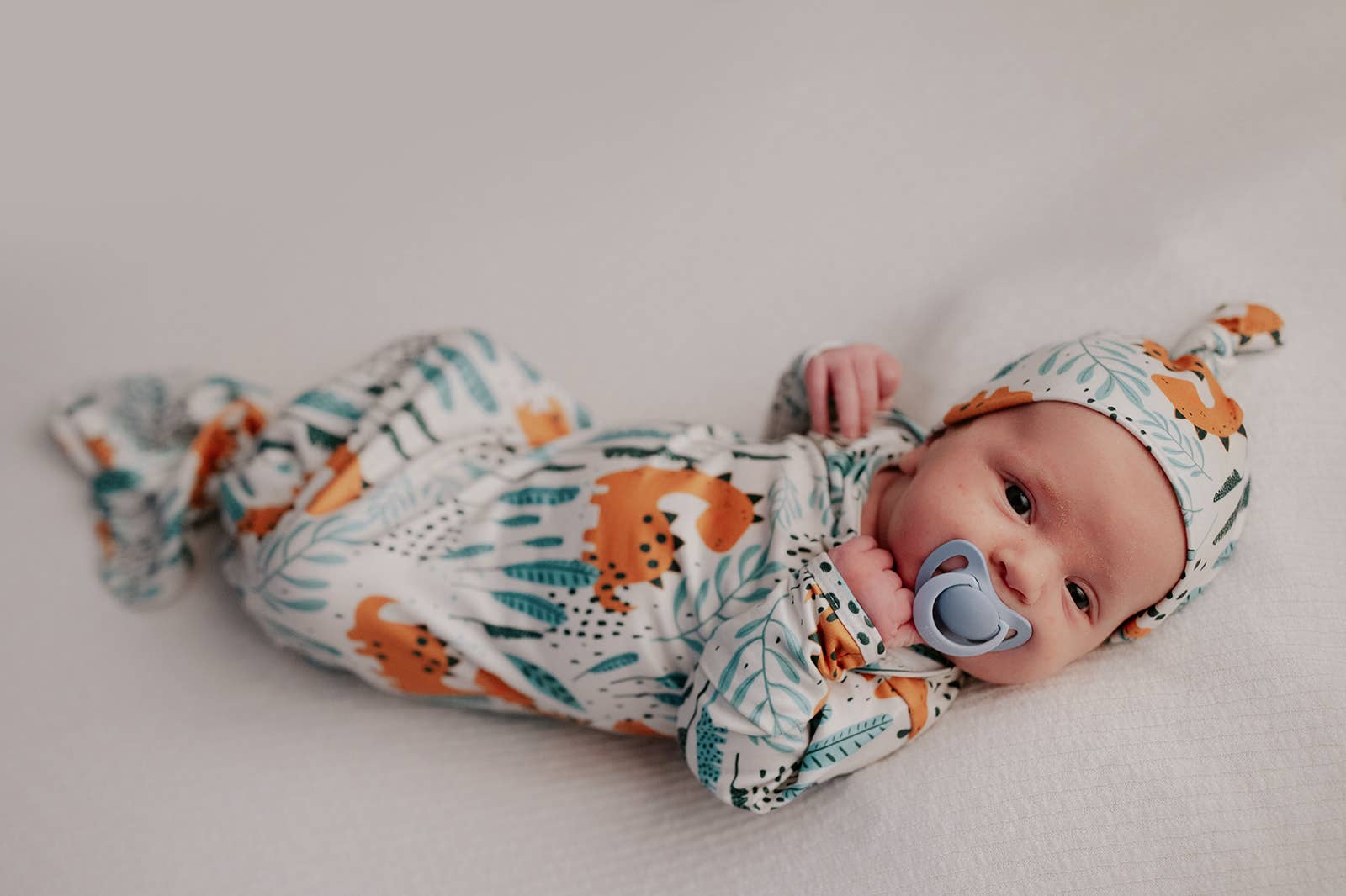 Three Little Tots - Wholesale Babygown - Baby - Dinosaur Animal Print Zoo Knotted Gown14