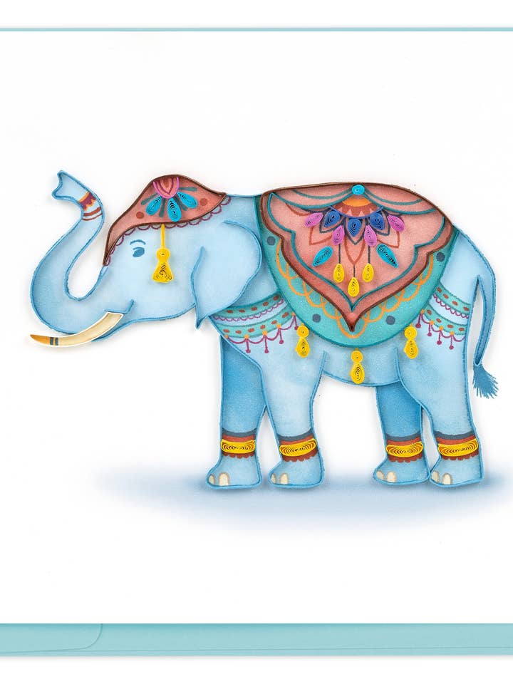 Kort med dekorerad elefant i quilling för wholesale av Quilling Card