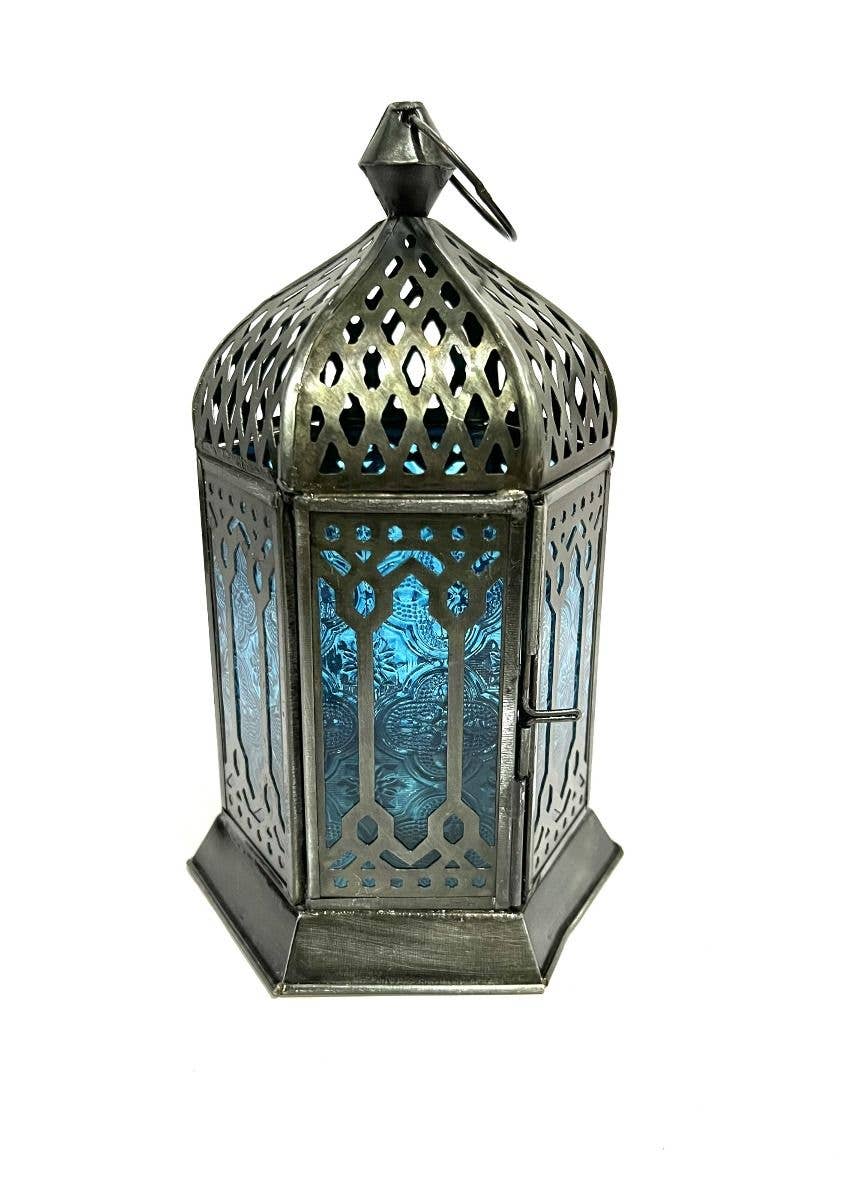 Status Collections - Vente Lanternes - Lanterne en zinc antique turquoise 21 cm0