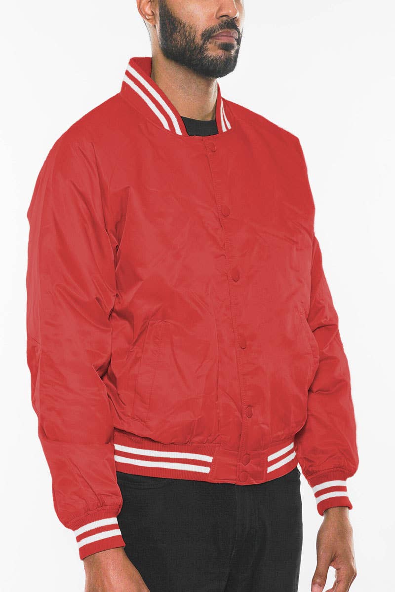WEIV - Vente Coupe-vent – homme - Veste coupe-vent en polyester Varsity pour homme - Rouge1