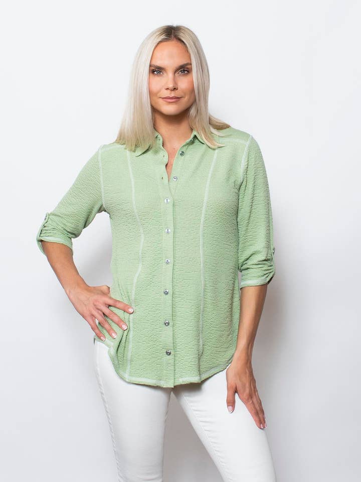 Seersucker Jacquard Knit - Knapskjorte for engroshandel hos SnoSkins