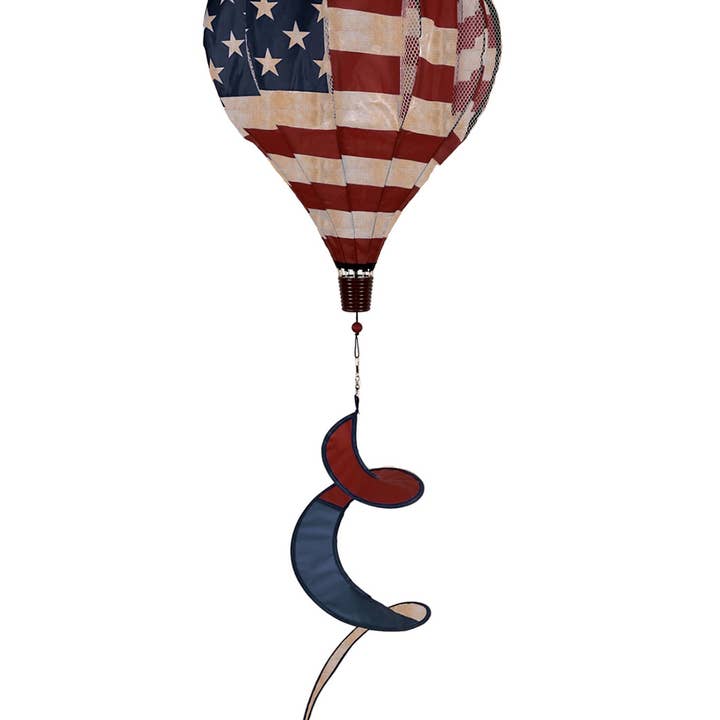 Tea Stained American Burlap Hot Air Balloon Spinner for wholesale by Briarwood Lane