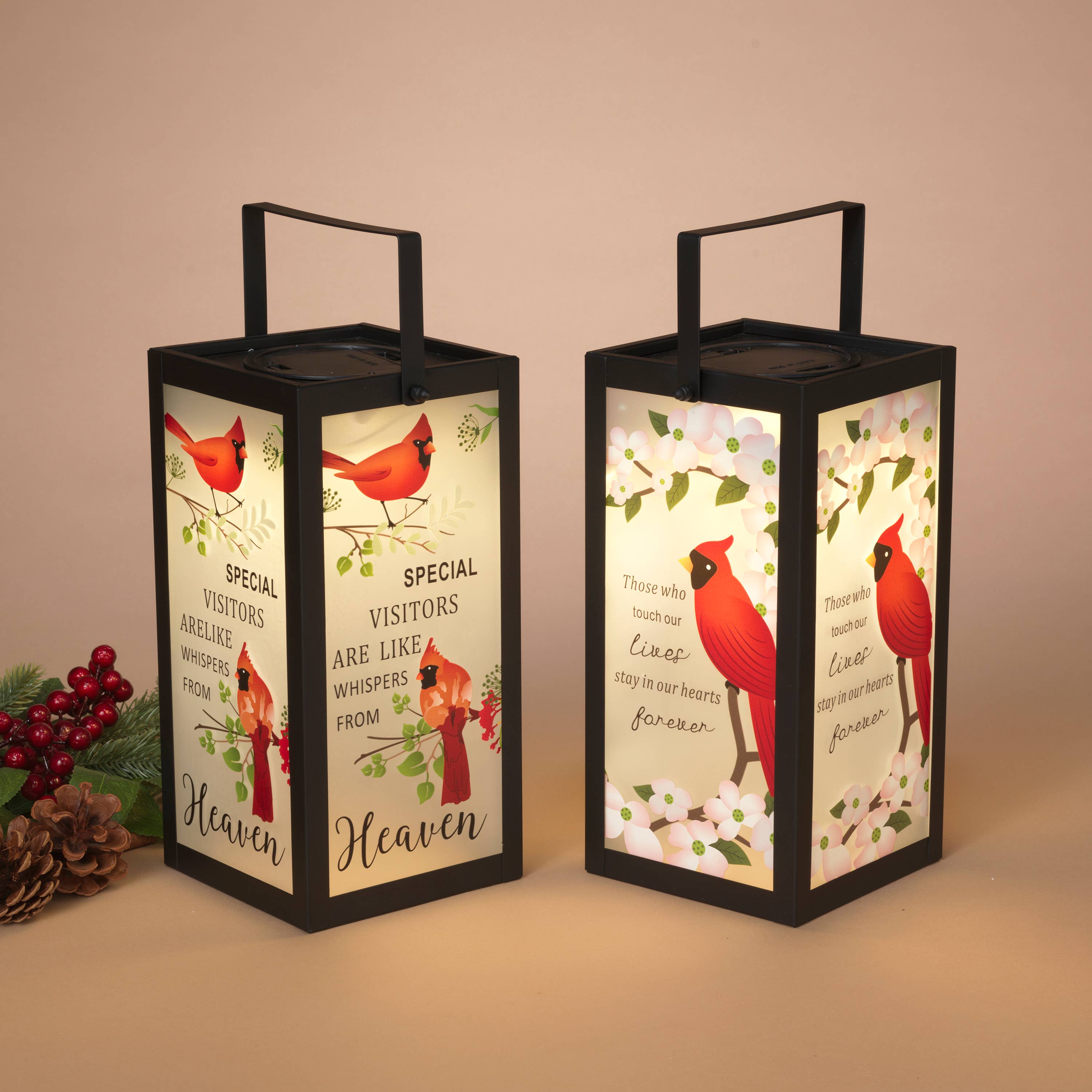 The Gerson Companies - Wholesale Christmas Decoration - Gerson Christmas 9.8"H B/O Lighted Metal & Glass Cardinal De0