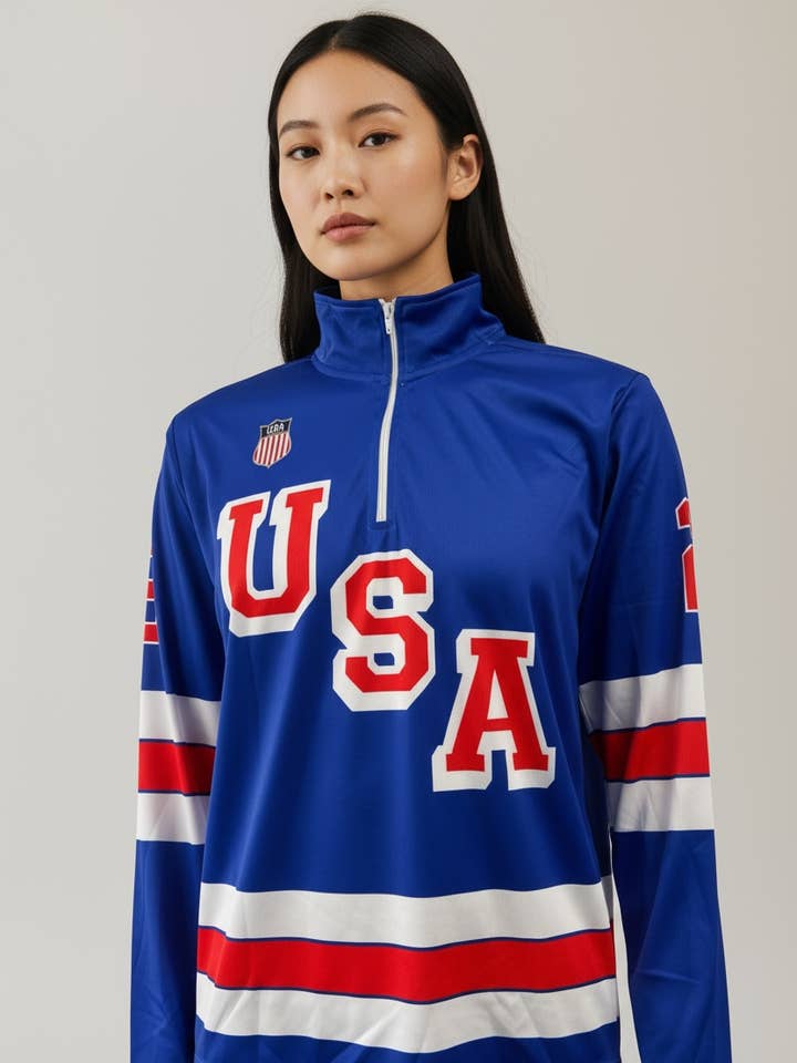 USA Hockey Shield 2026 Replica 1/4 Zip Pullover - Blue for wholesale by Bench Clearers