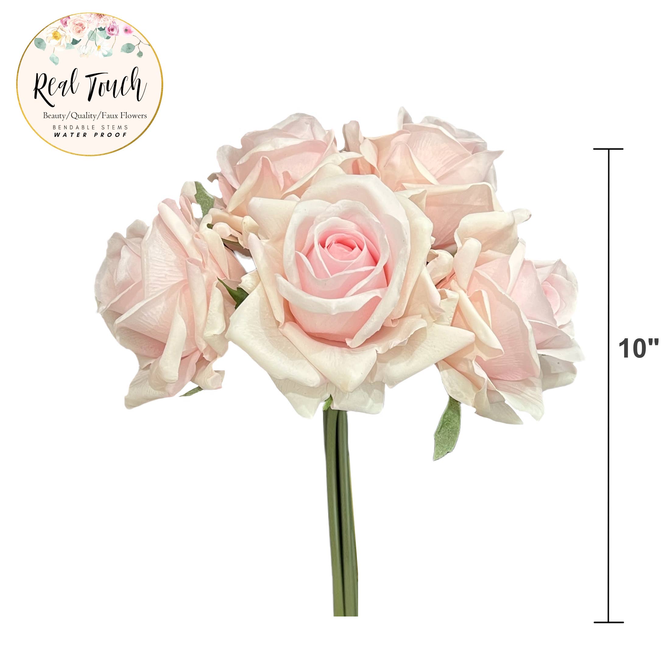 Angel Isabella - Wholesale Artificial Flowers - 10" Pack of 5 Stems-Moisturized coating Real Touch Rose1