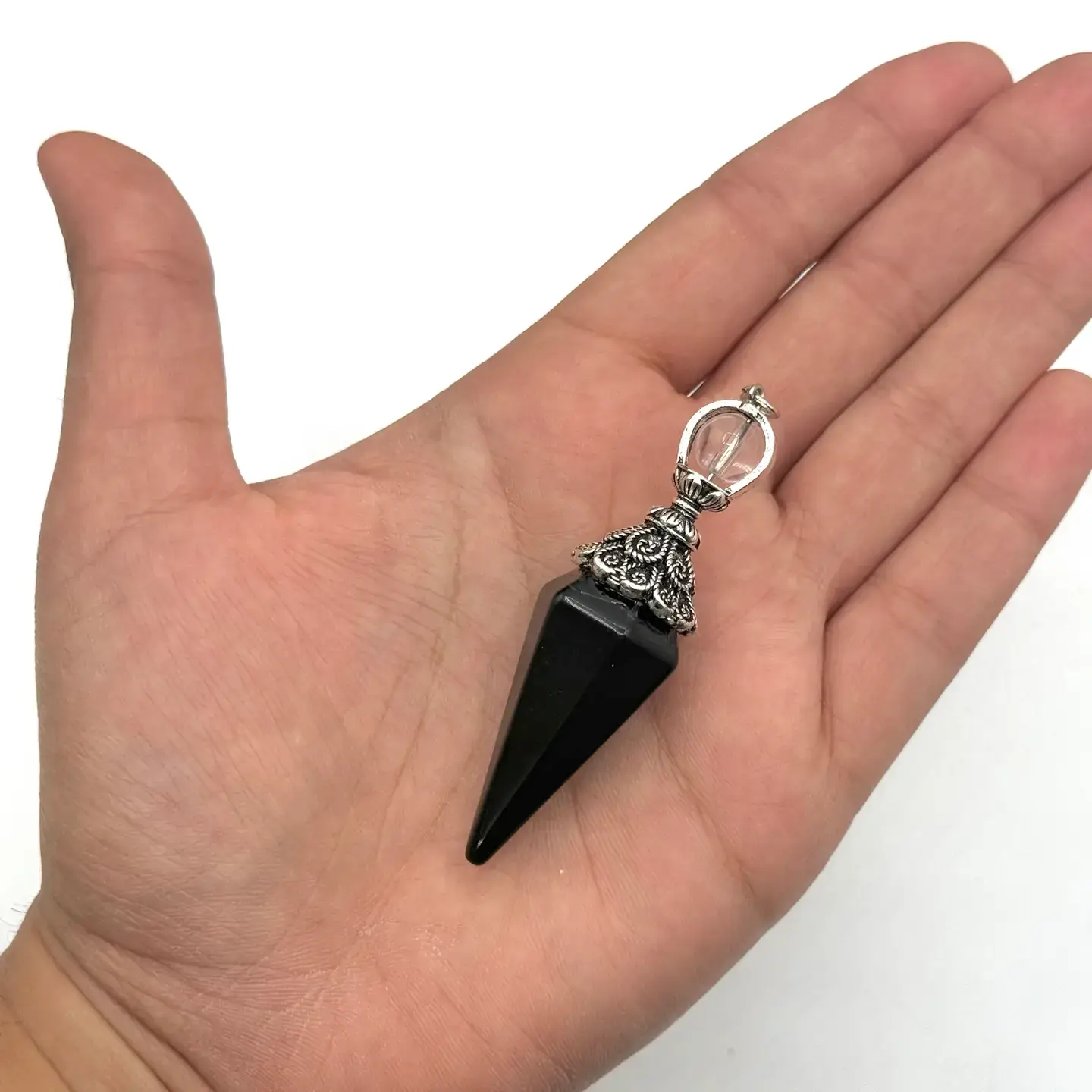 Meraki Gemstones - Wholesale Spirituele steen/kristal - Dubbele kap pendels met zilveren plaatketting9