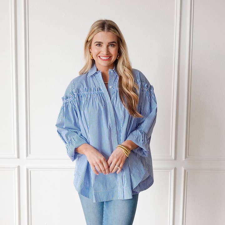 Miriam Top Royal Stripe for wholesale by Caryn Lawn