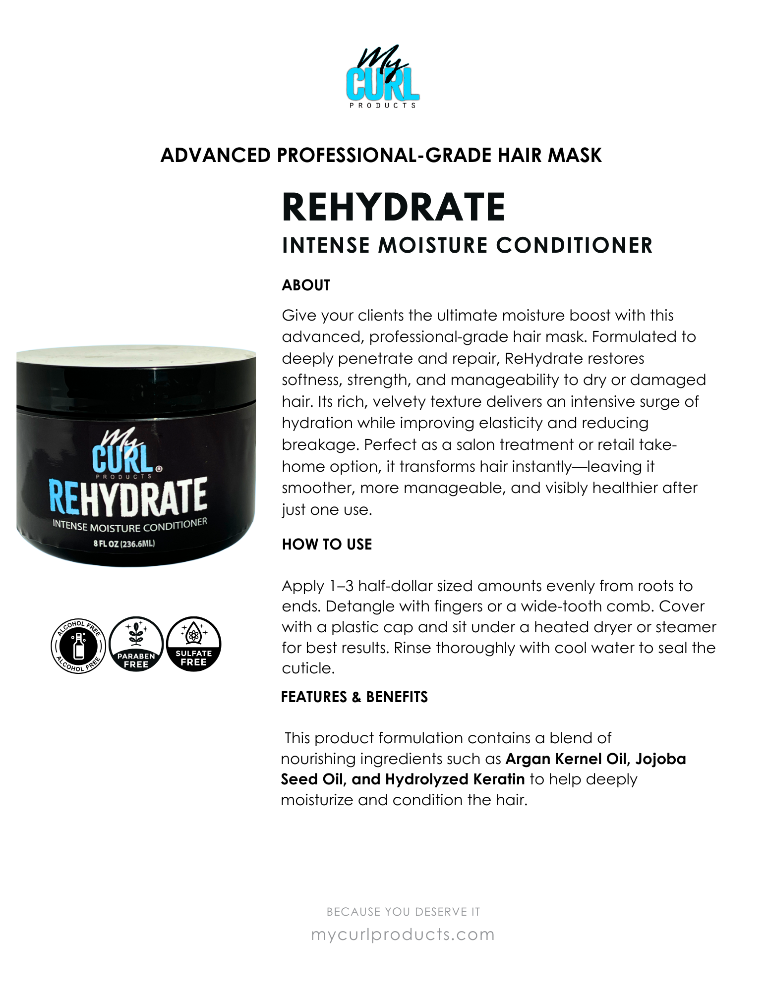 My Curl products – Großhandel Conditioner – REHYDRATE INTENSIVE FEUCHTIGKEITS-PFLEGEBEHANDLUNG 8 OZ1