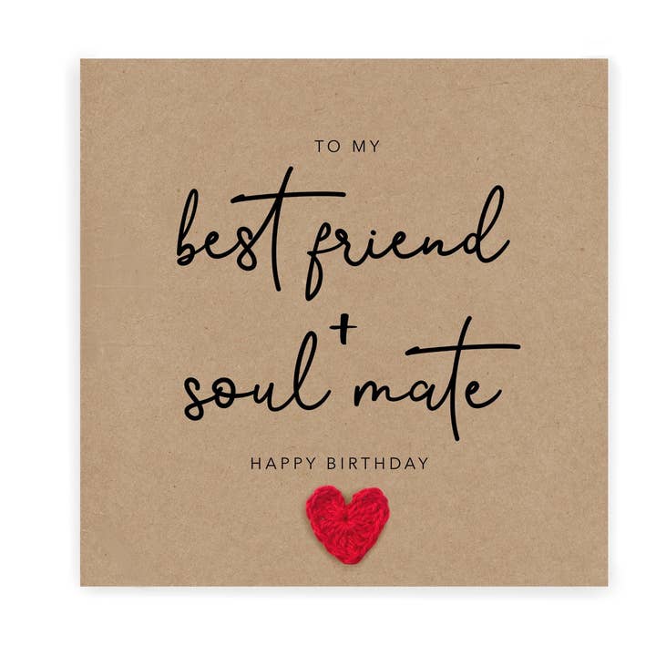 Fifi's Handcrafted - Wholesale Birthday Card - Soulmate Best Friend Happy Birthday Day Card, Happy Birthday