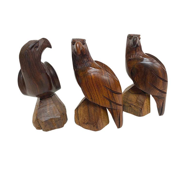 TOBMARC - Wholesale Decorative Figurine - Hand Carved American Eagle, Falcon Bird Of Prey Hawk Wood Carving, Mexico Ironwood Figurine Eagle