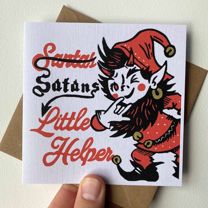 Satans Little Helper Festive Yuletide/Christmas Card for wholesale by Blockforest