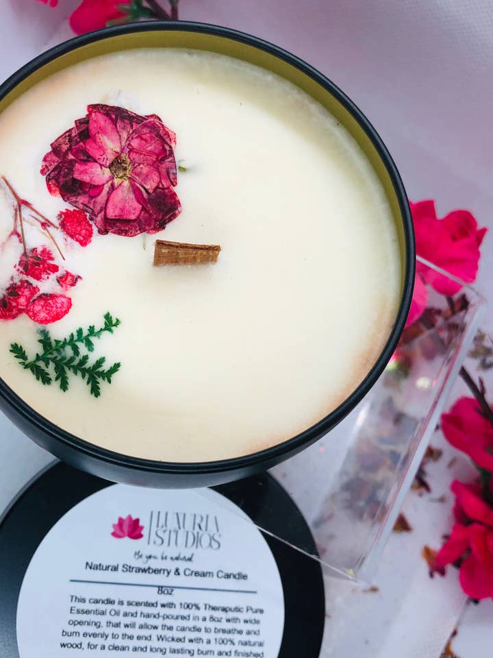 Natural Strawberry and Cream Candle for wholesale by Luxuria Studios