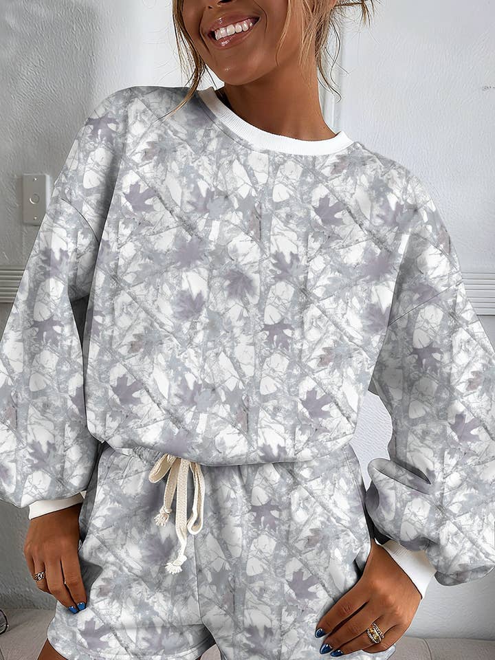 Abstract Woodland Camo Print Baggy Pullover Drawstring Short for wholesale by Secret Style Source