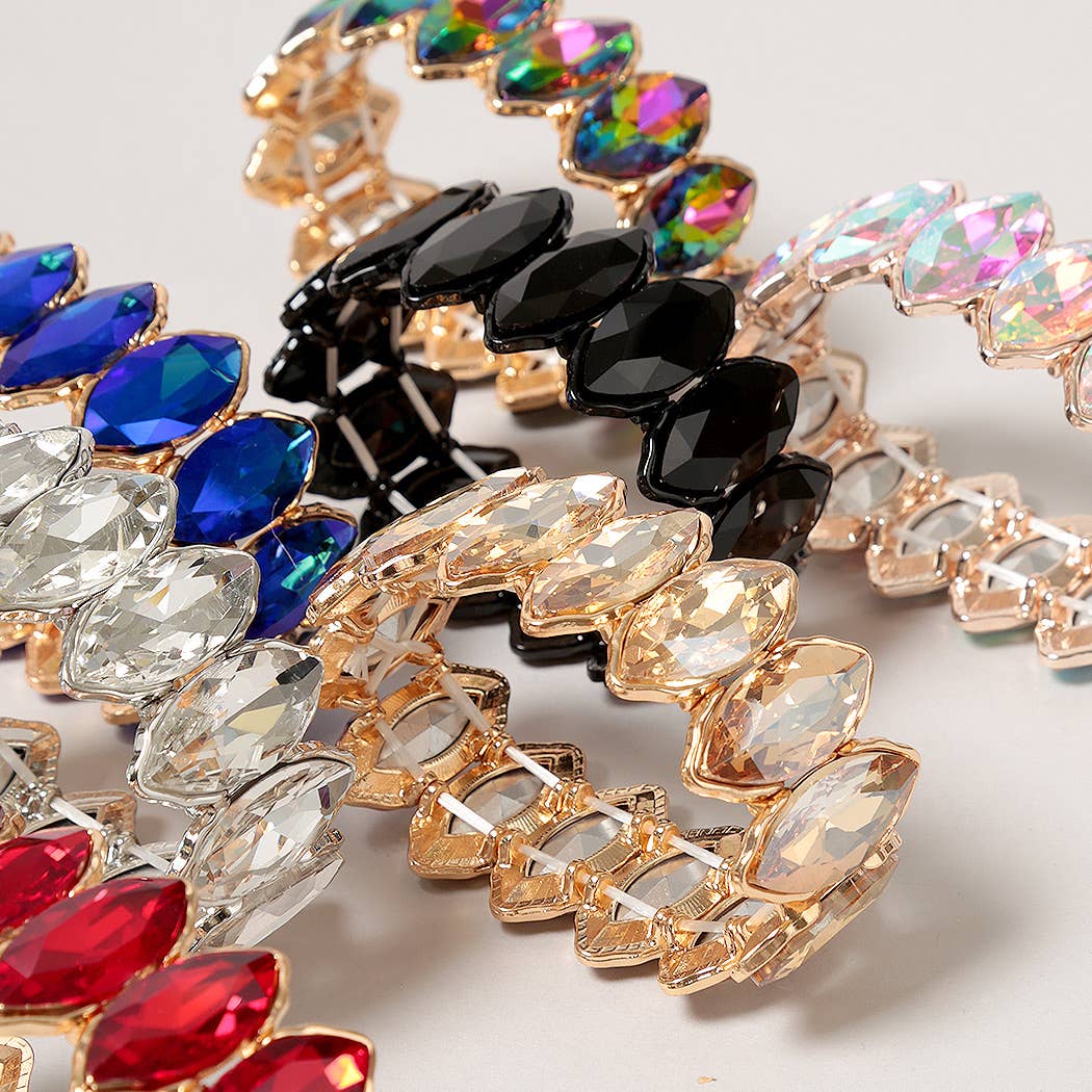 Fashion City - Vente Bracelet de perles - Bracelet élastique en forme de pierre de verre à maillons4