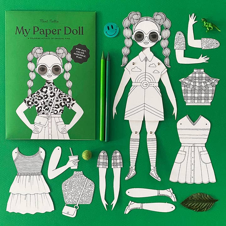 Of Unusual Kind - Wholesale DIY Craft Kit - Kids - NELLIE COLORING PAPER DOLL KIT2