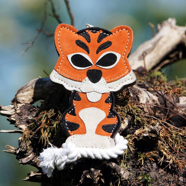 Tina the Tiger design Tough Eco Dog Toy for wholesale by Aurora Paws