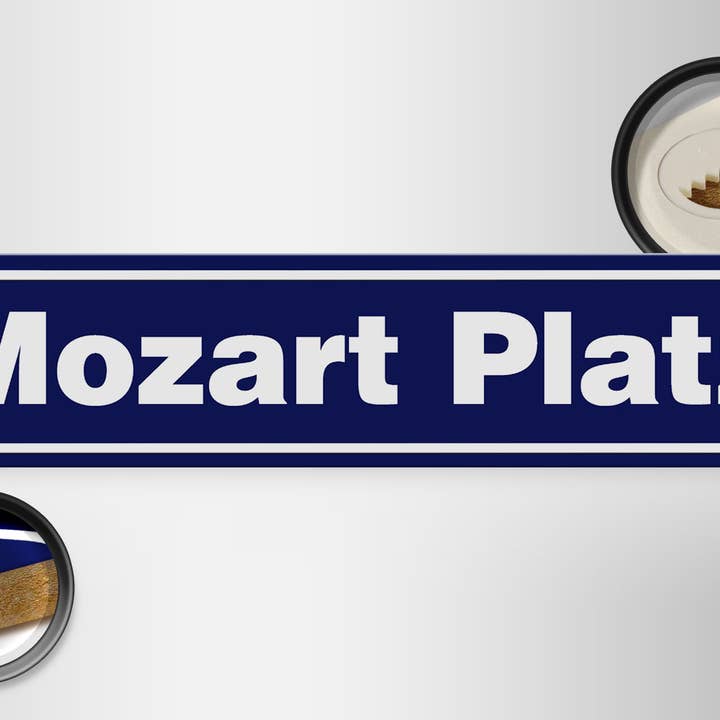 Femer - Wholesale Sign - Wooden sign note 46x10cm Mozart Platz Austria1