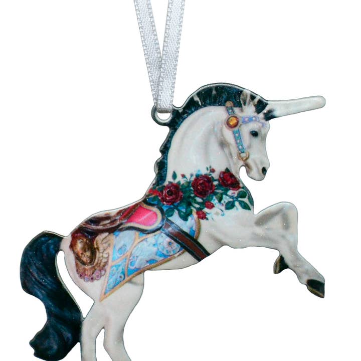 Carousel Unicorn 4 inch ornament, Item# 8235 for wholesale by d'ears inc.