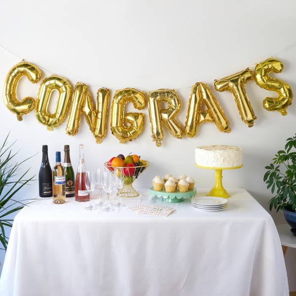 Cakewalk - Wholesale Balloon - Congrats Balloon Banner in Gold1