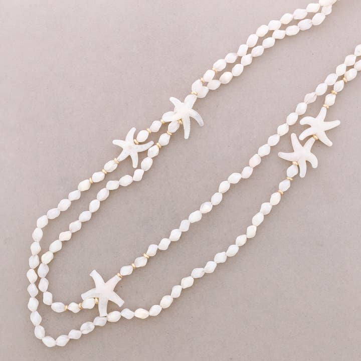 Lange Dubbele Ketting Met Kralen Zeester Hars voor wholesale door Sonata