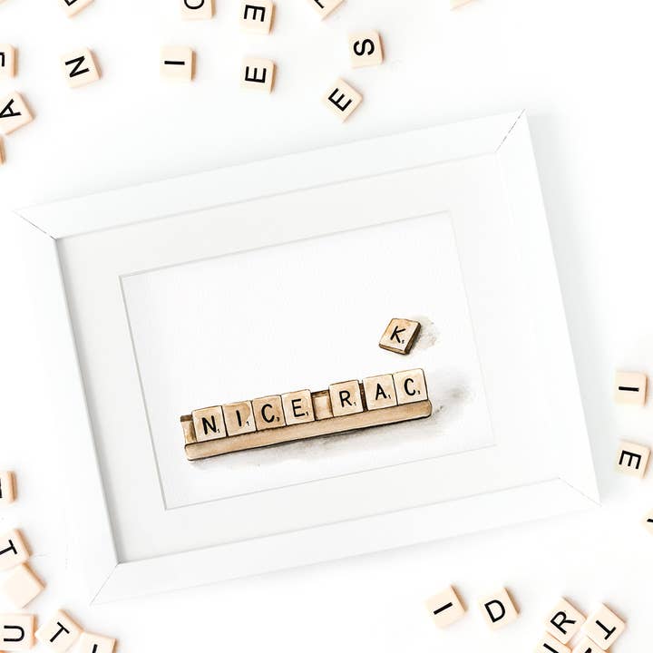 CharmCat - Wholesale Art Print - Nice Rack Scrabble Watercolor Fine Art Giclee Print1