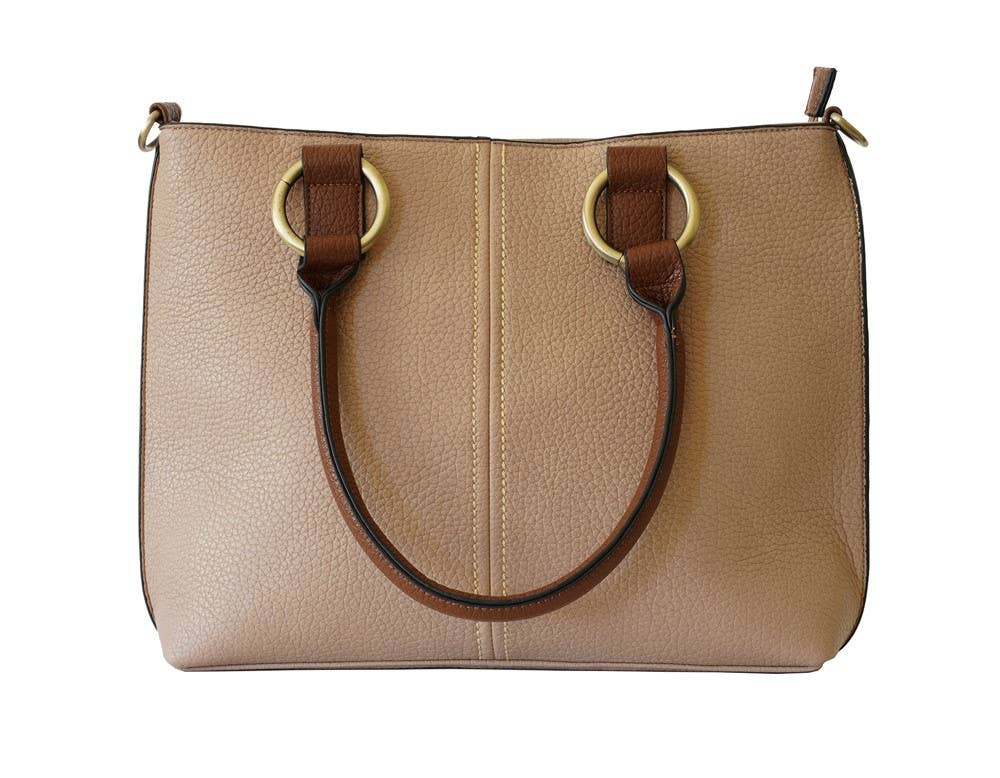 22 Tote - Wholesale Tote Bag - Women's - Pebbled Vegan Leather Triple-Compartment Shoulder Tote Bag5